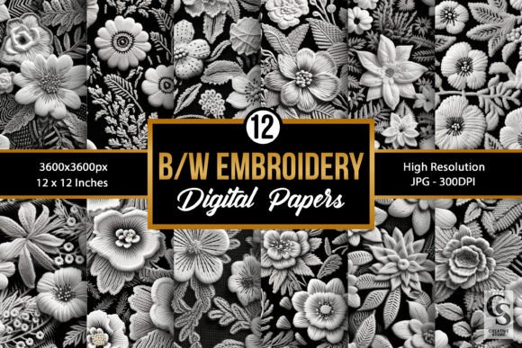 Black White Floral Embroidery Patterns Review