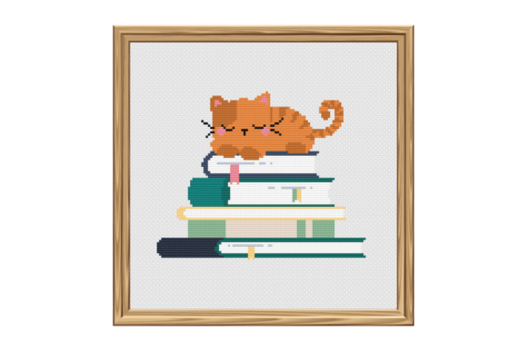 Cat Sleeping on Books: Cross Stitch Review