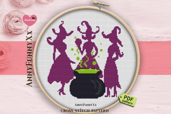 Halloween Cross Stitch Pattern PDF Witch Review