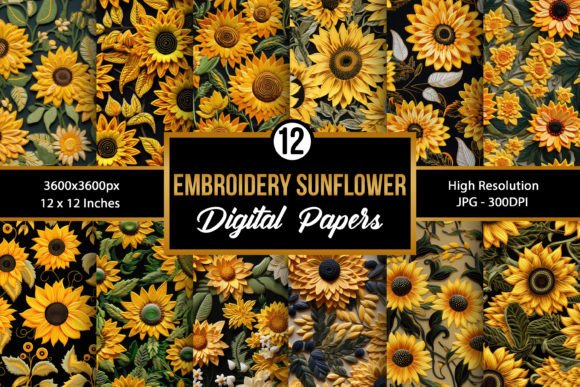 Sunflowers Embroidery Seamless Patterns Review